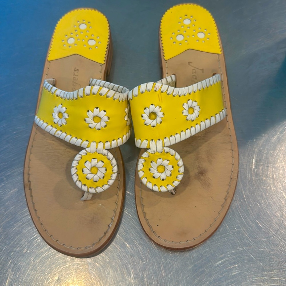Jack Rogers lemony yellow leather sandals